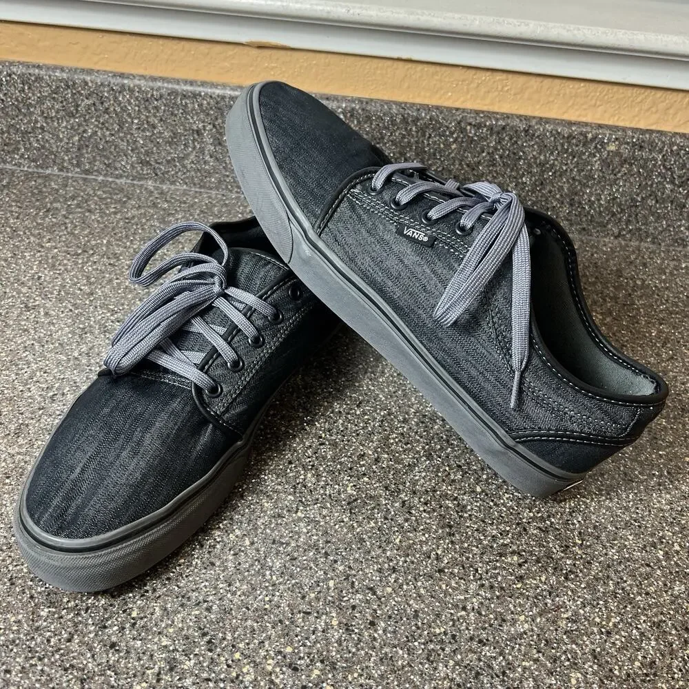 Vans Skateboard Shoe Men Sz 13 Gray Canvas Sneaker Lace Up Low Top Padded Tongue